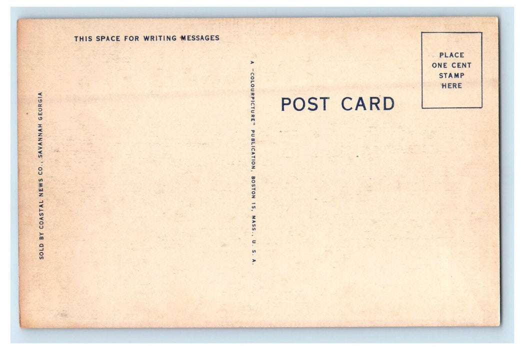 c1950s Swimming Pool Scene, Hotel De Soto Savannah Georgia GA Postcard