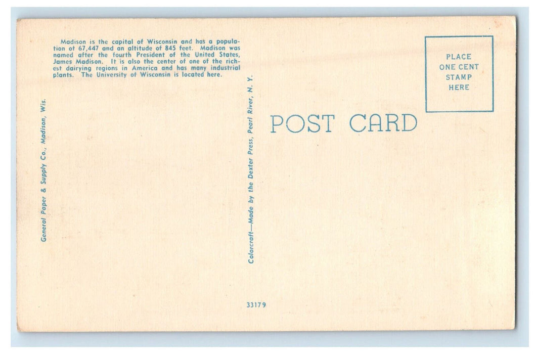 c1950s Big Letters, Greetings from Madison Wisconsin WI Unposted Postcard