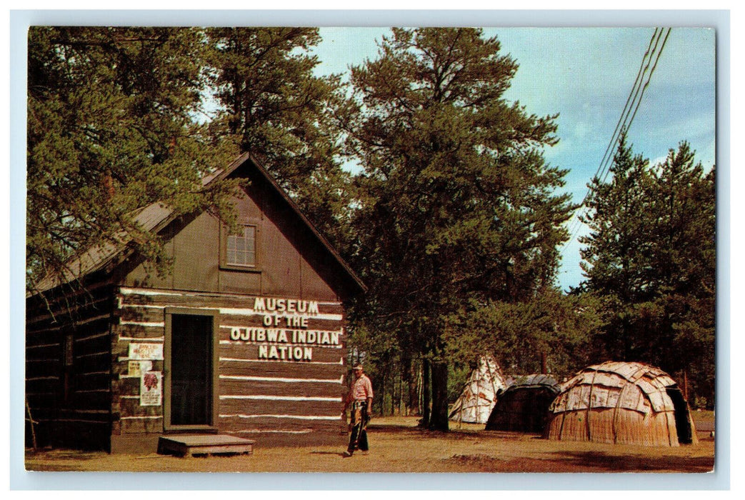 c1950s Museum of the Ojibwa Indian Nation Hayward Wisconsin WI Postcard