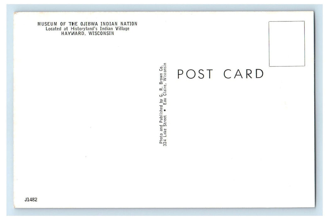 c1950s Museum of the Ojibwa Indian Nation Hayward Wisconsin WI Postcard