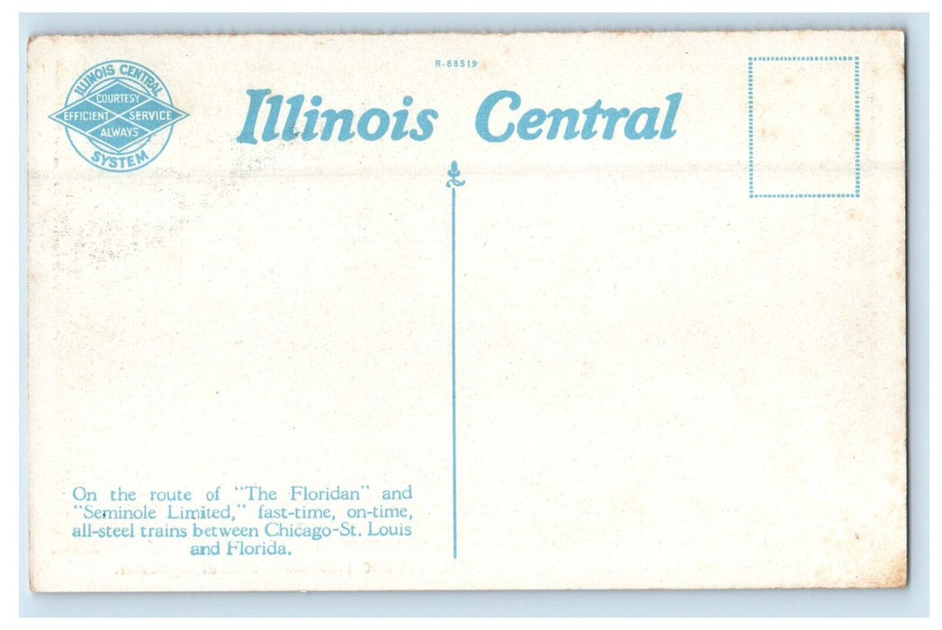 c1920s Illinois Central System, Aeroplane View of Birmingham AL Postcard