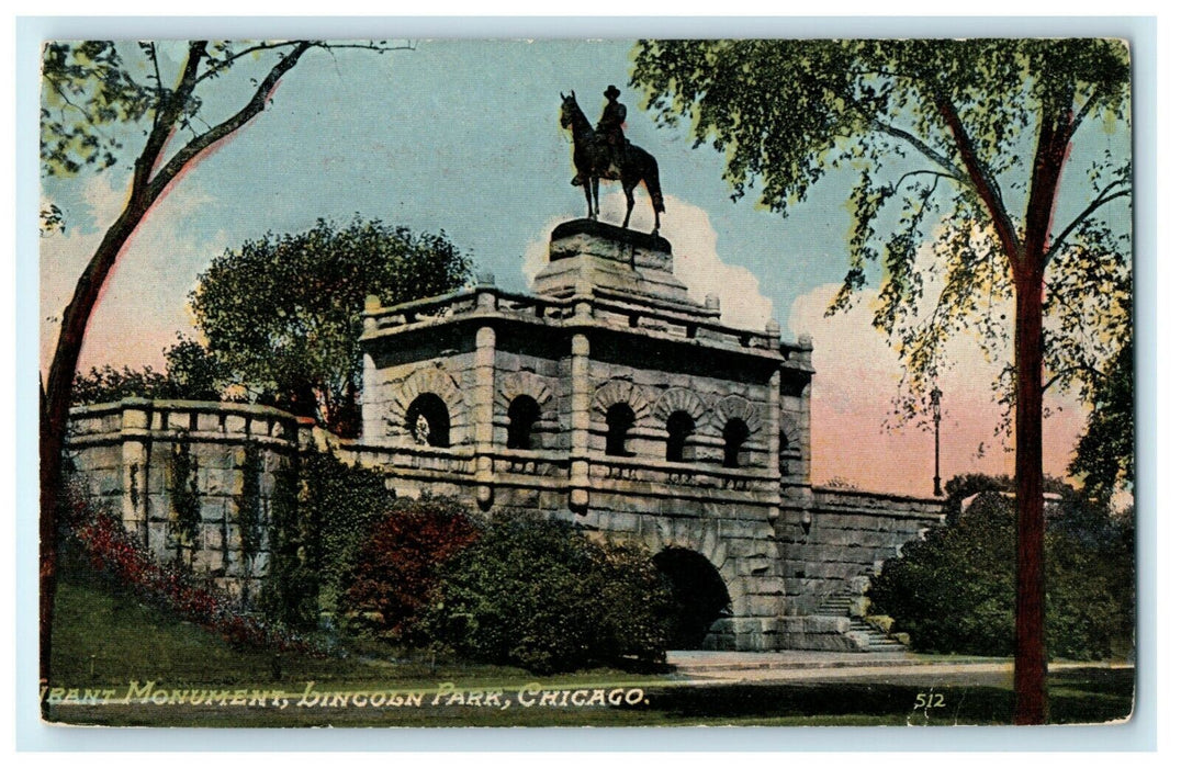 1913 Grant Monument Lincoln Park Chicago Illinois IL Posted Antique Postcard