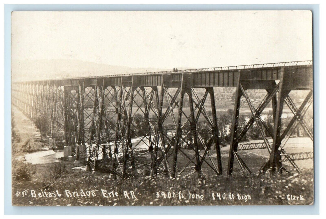 Belfast NY, Genesee River Viaduct Bridge Erie Railroad RPPC Photo Postcard