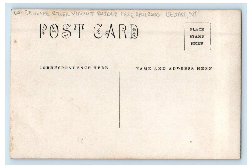 Belfast NY, Genesee River Viaduct Bridge Erie Railroad RPPC Photo Postcard
