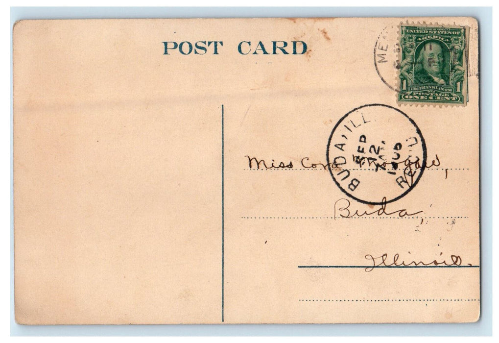 c1910 Scene at Union Depot Mendota Illinois IL Postcard Antique Posted