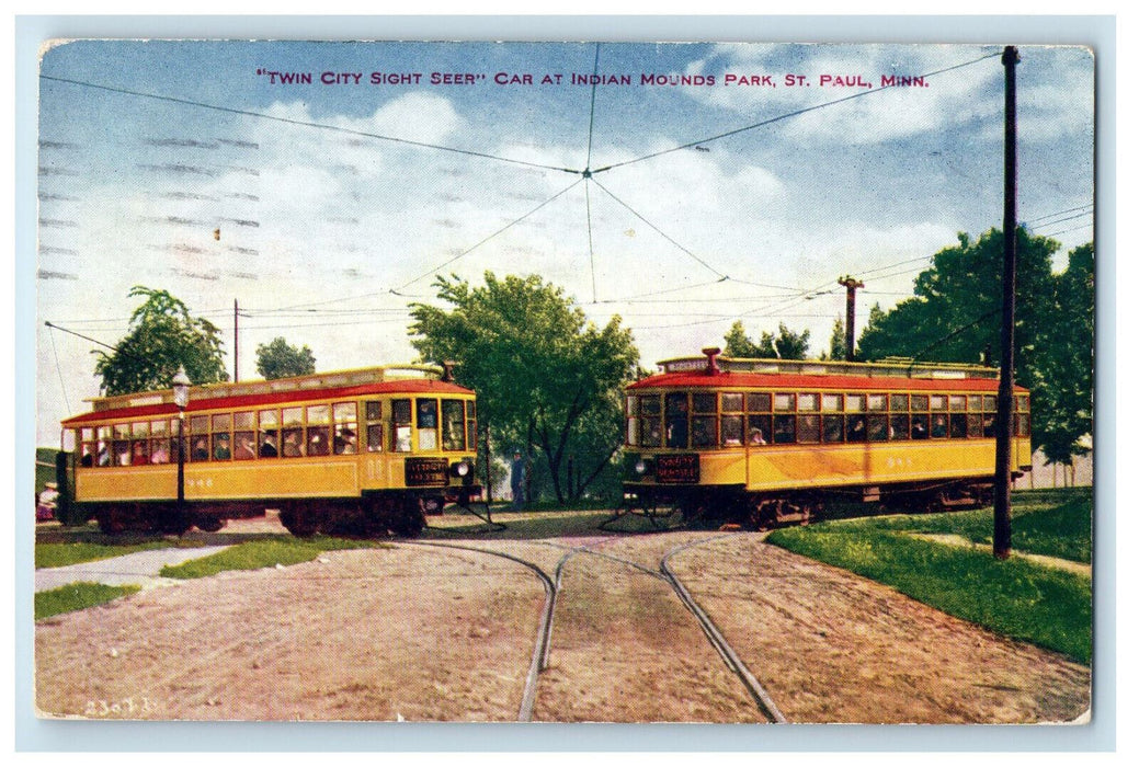 1920 Twin City Sight Seer at Indian Mounds Park St. Paul MN Postcard