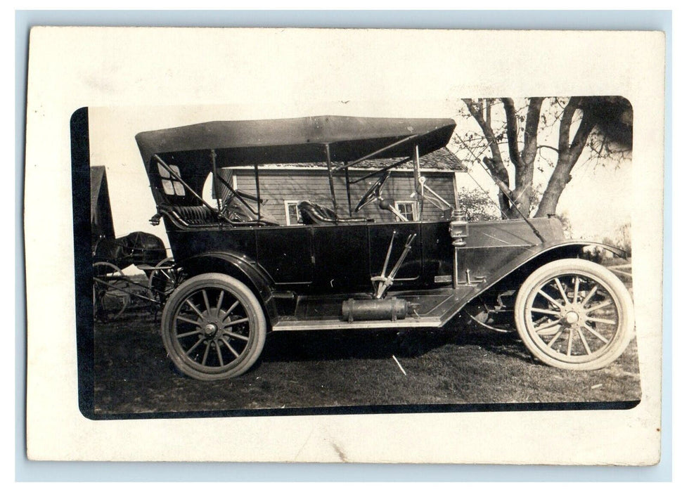 1913 House And Car Bremen Indiana IN RPPC Photo Posted Antique Postcard