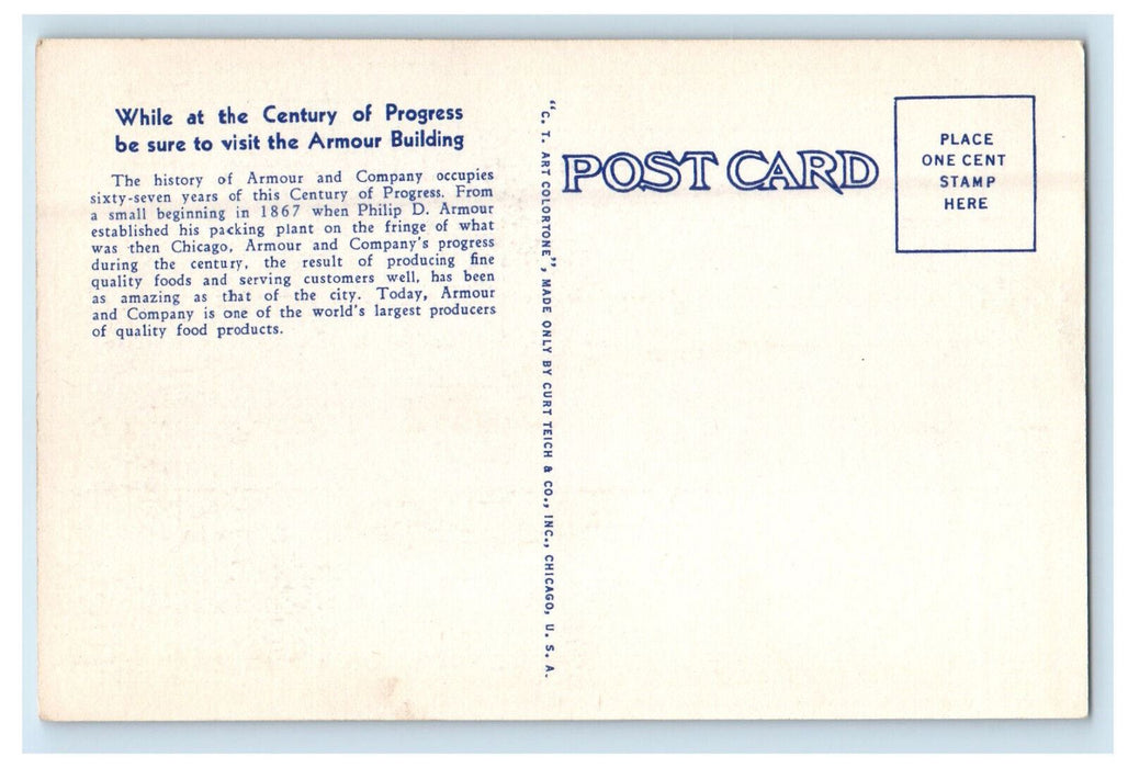 1934 The Armour Building Century of Progress Chicago Illinois IL Postcard