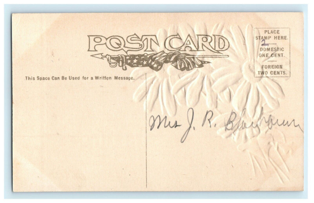 Rare 1909 Creswell Broadacre Ohio OH Greeting Embossed Flowers Postcard