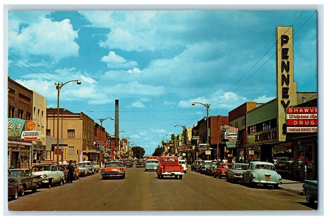 c1960's Laundry, Drugstore, Hardware, Cafe, Laramie Wyoming WY Postcard