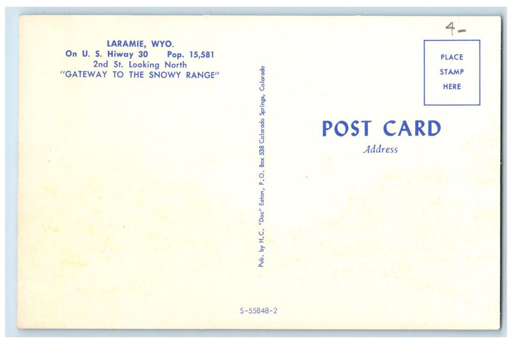 c1960's Laundry, Drugstore, Hardware, Cafe, Laramie Wyoming WY Postcard