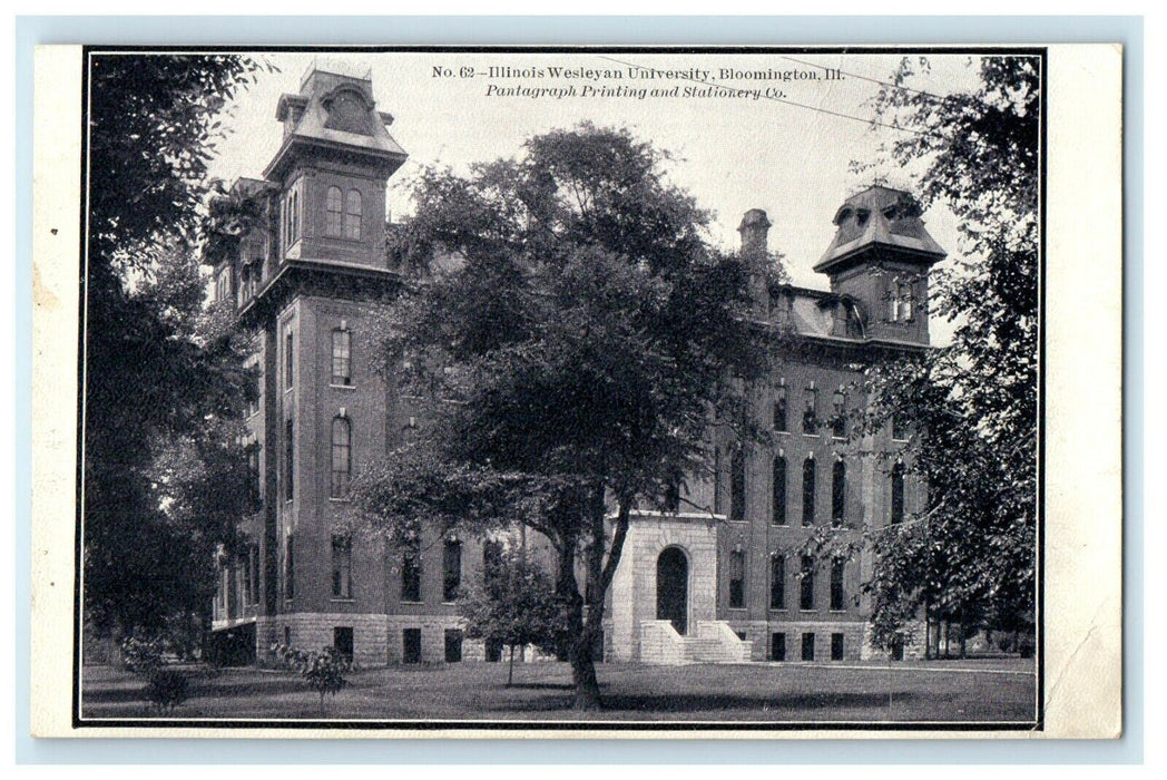 c1905 Bloomington Illinois IL, Wesleyan University Building Antique Postcard