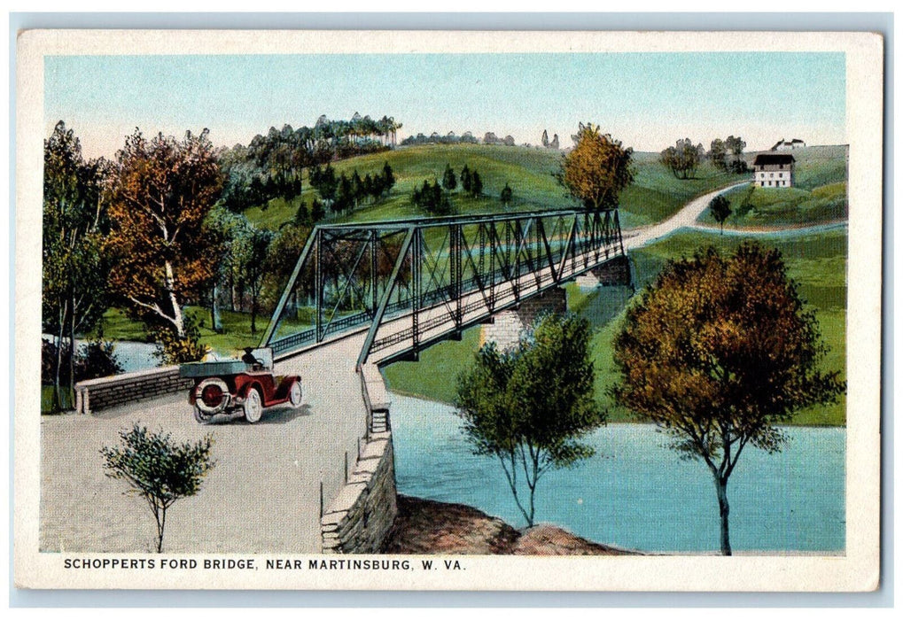 c1920's Schopperts Ford Bridge, Near Martinsburg West Virginia WV Postcard