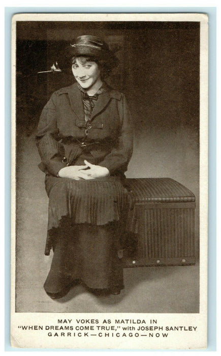 c1910 May Vokes Matilda When Dreams Come True Chicago Show Advertising Postcard