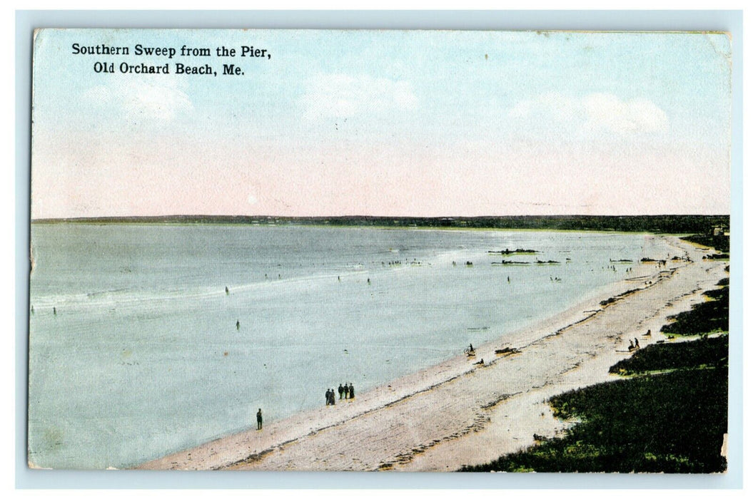 1915 Southern Sweep from Pier Old Orchard Beach Maine ME Postcard