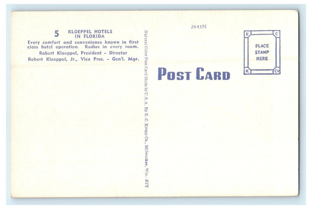 1932 Hotels in Jacksonville and West Palm Beach in Florida FL Unposted Postcard