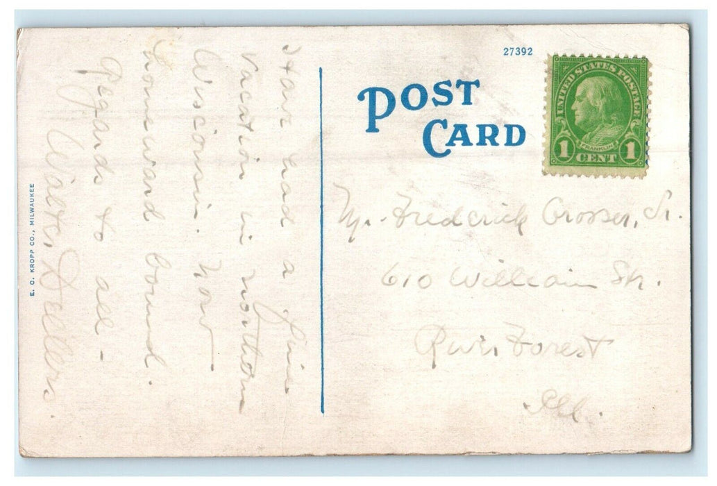 c1910 The Moen's Lake Rowboat Rhinelander Wisconsin WI Posted Antique Postcard