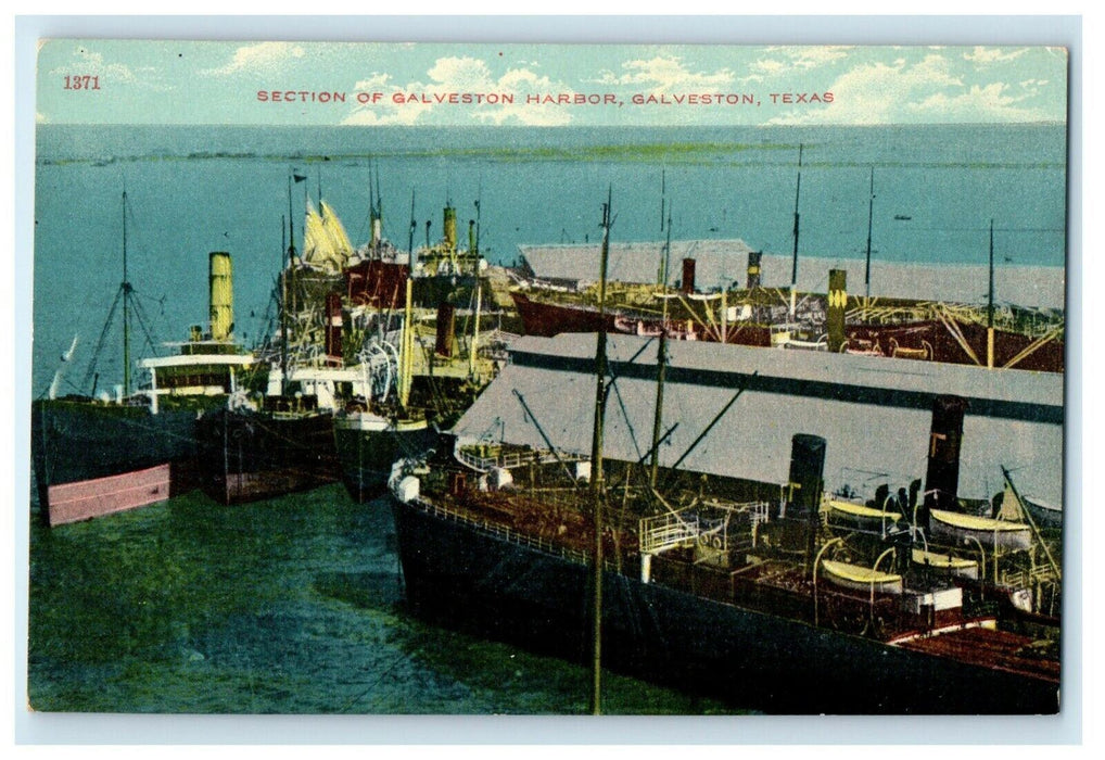 c1910 Galveston Texas TX,  Section Of Ship Harbor Antique Divided Back Postcard