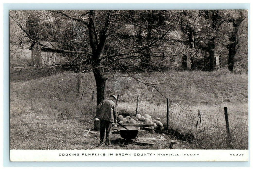Cooking Pumpkins Brown County Nashville Indiana Vintage Postcard