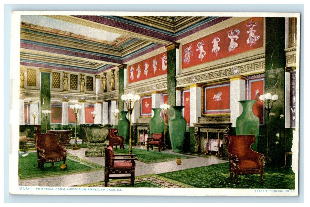1912 Pompeiian Room Auditorium Annex Chicago Illinois IL Antique Postcard