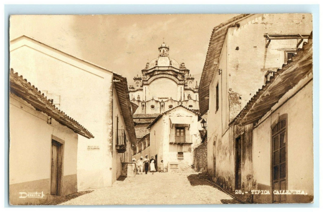 Tipica Callejuela Mexico RPPC Real Photo Street Scene Vintage Postcard