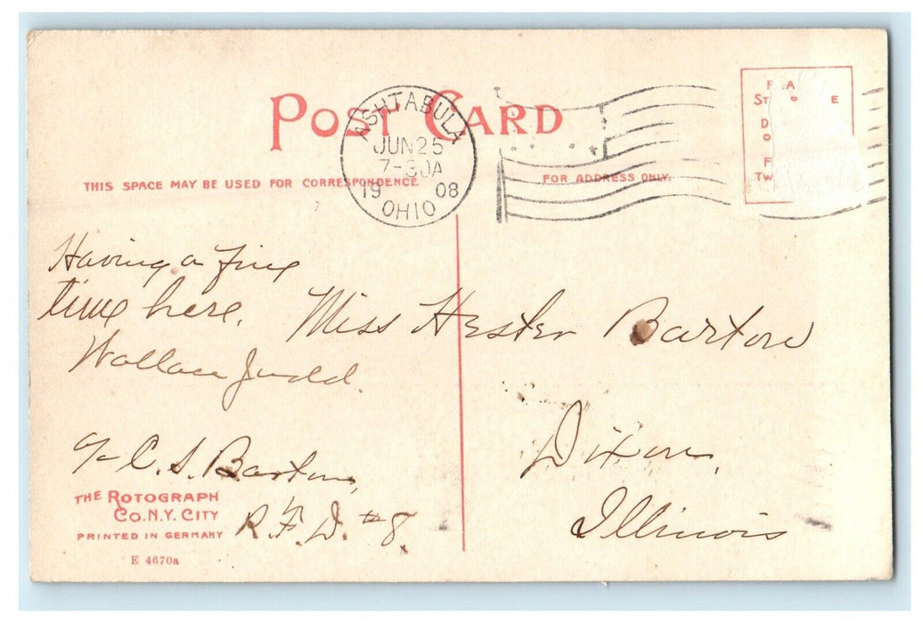 1908 New Club House Harmon Park Ashtabula Ohio OH Rotograph Postcard