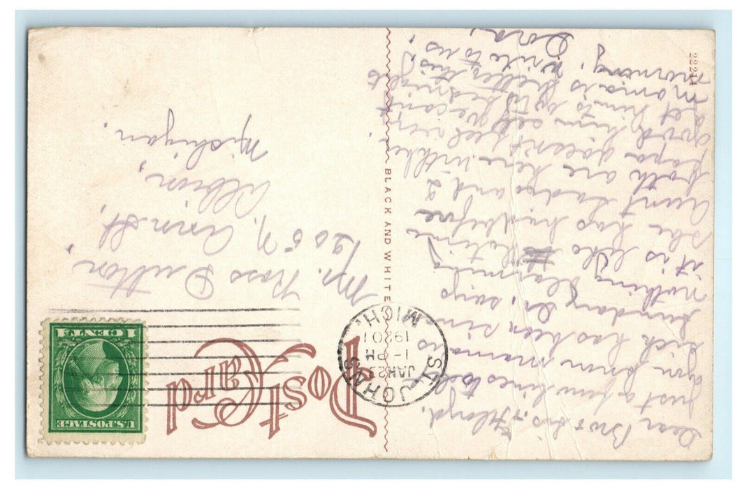 St. Joseph Catholic Church Residences John's Michigan 1920 Antique Postcard
