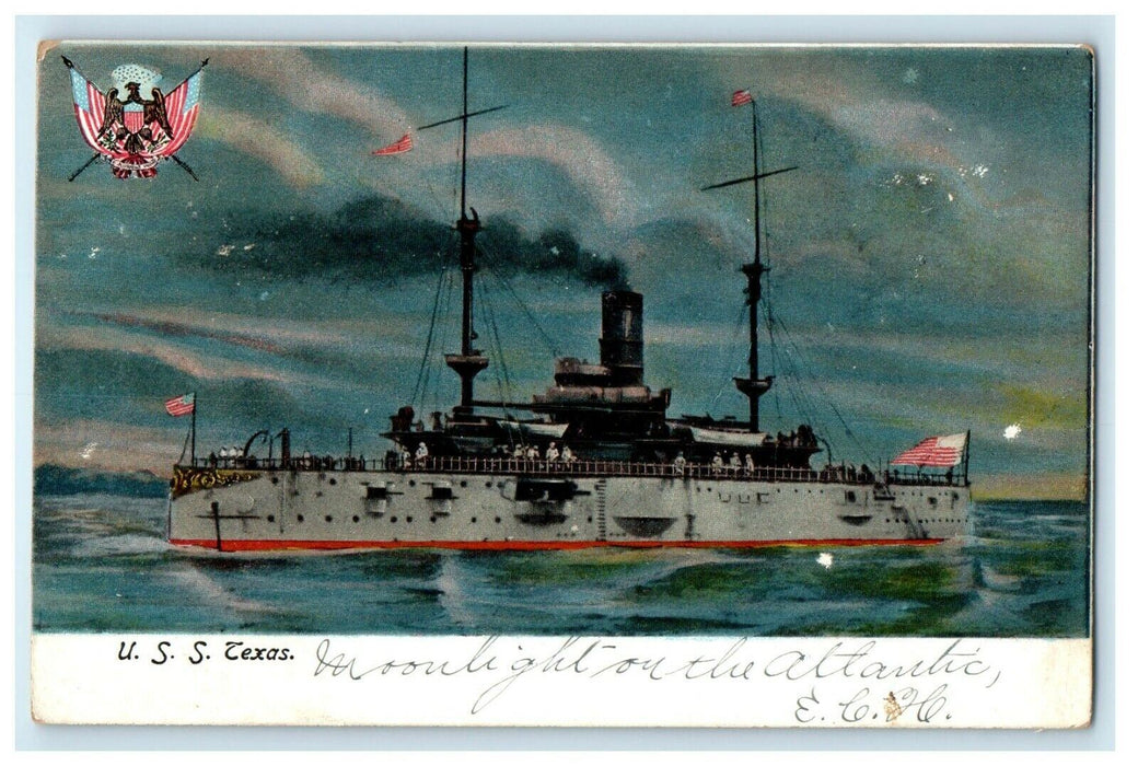 1906 U.S.S Moonlight on the Atlantic, Texas TX Posted Antique Postcard