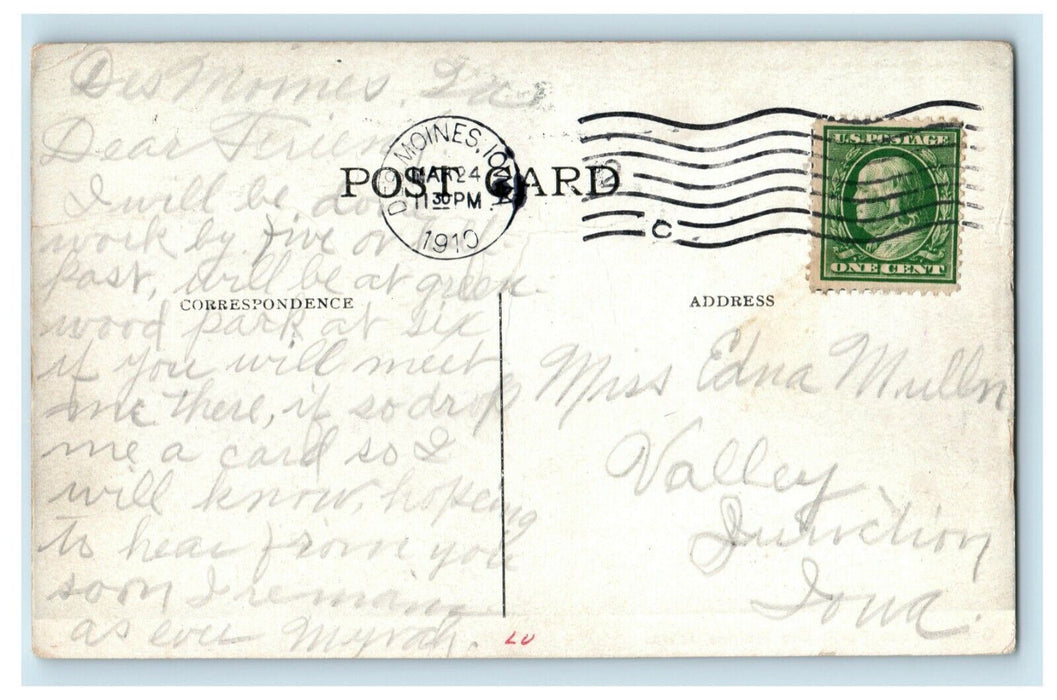 1910 Green Wood Park Des Moines Iowa IA Valley Junction Postcard