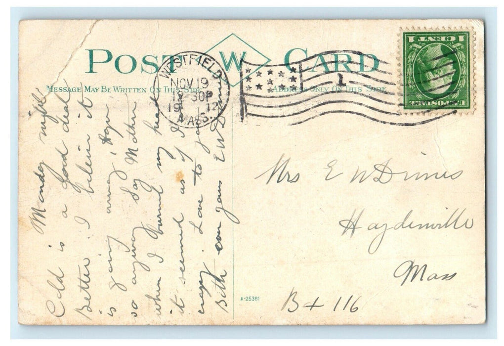 1912 Tobacco Field Near Westfield, Massachusetts MA Posted Postcard