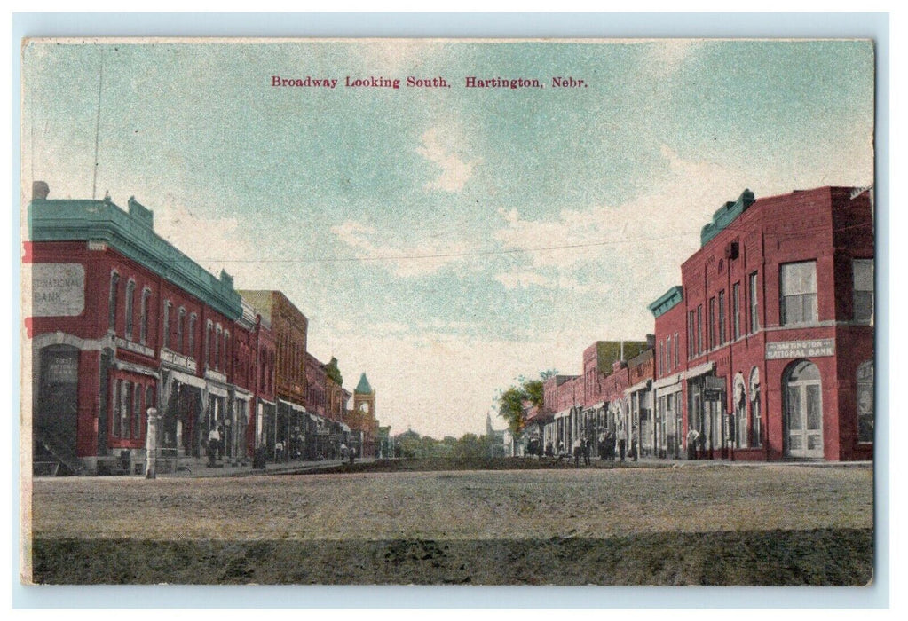 1909 Broadway Looking North Hartington Nebraska NE Antique Postcard
