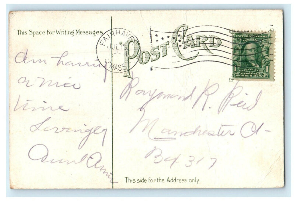 1911 Bark "Greyhound" New Bedford Harbor, Massachusetts MA Antique Postcard