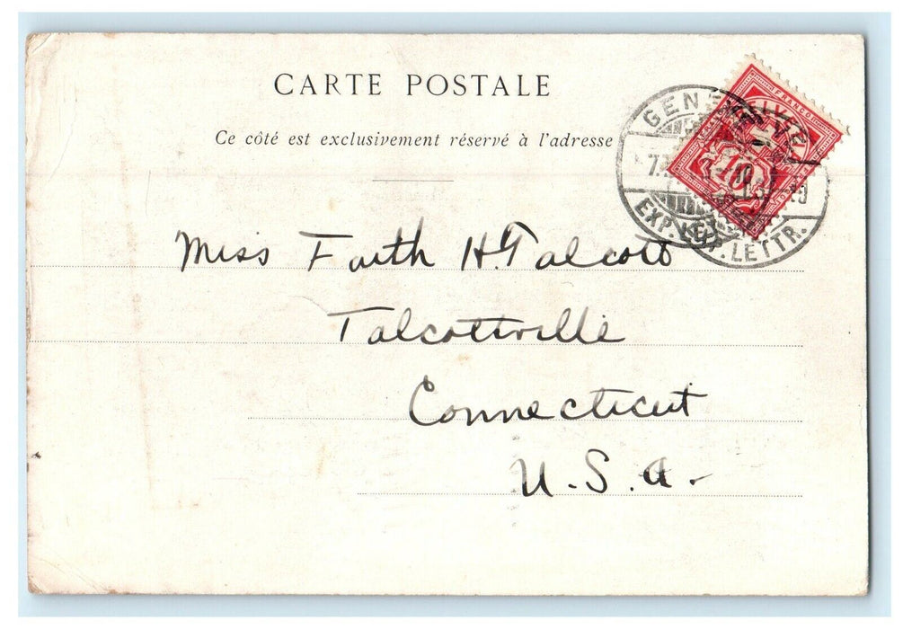 1903 Le Bateau La Suisse Quittant Geneve, Switzerland CH Antique Postcard