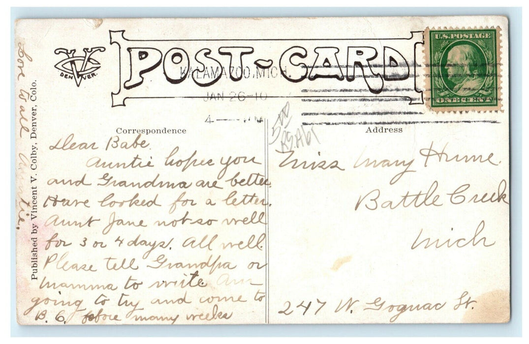 1910 Nobody Loves Me Puppy Dog Colby Kalamazoo MI Comic Humor Funny Postcard