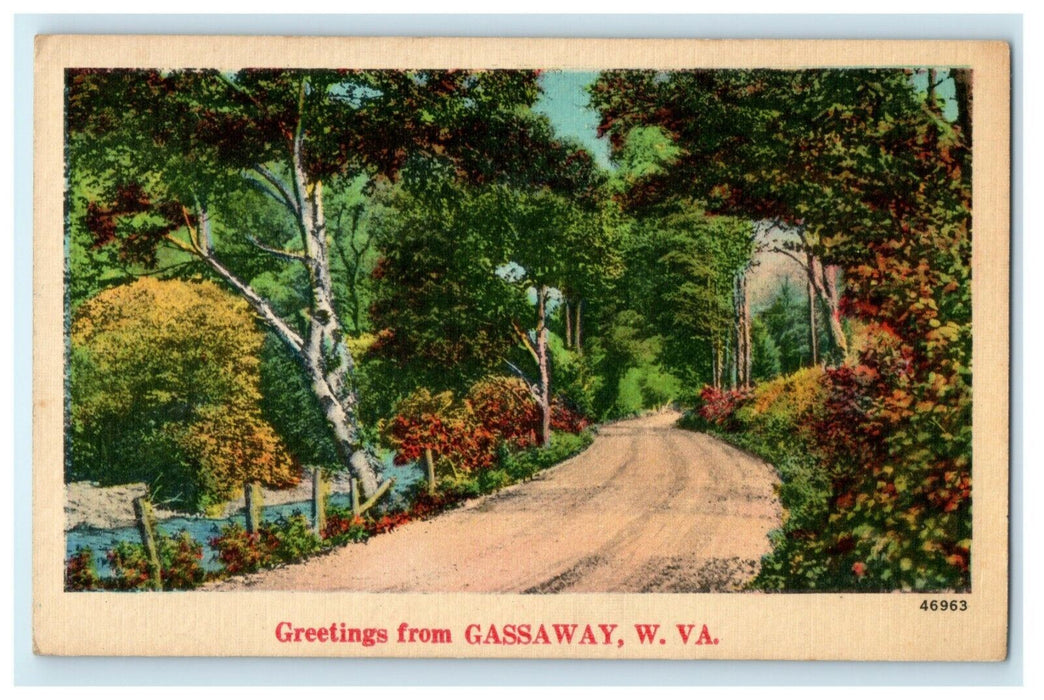 c1940's Greetings From Gassaway West Virginia WV Unposted Vintage Postcard