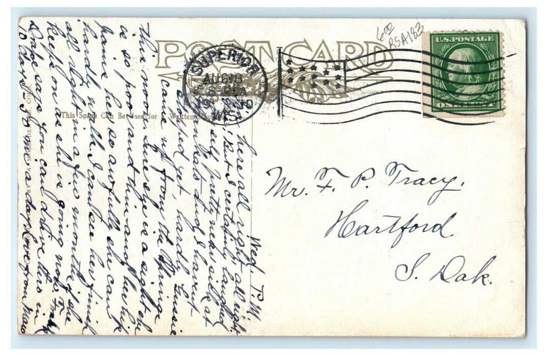 1910 Puppy Dog in Shoe Superior Wisconsin WI Comic Humor Funny Postcard