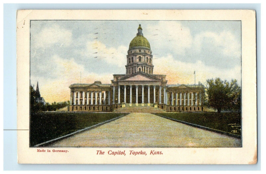 1907 View Of The Capitol Shawnee County Topeka Kansas KS Antique Postcard