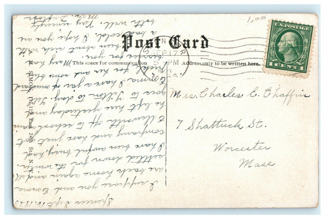 1923 Methodist Church Spencer Massachusetts MA Posted Antique Postcard