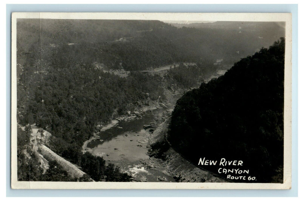 c1920's New River Canyon Route 60 West Virginia WV RPPC Photo Postcard