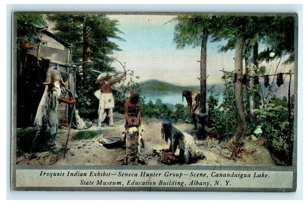 c1940's New York State Museum Seneca Hunter's Family Iroquois Indians Postcard