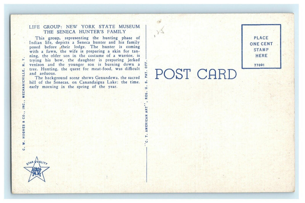c1940's New York State Museum Seneca Hunter's Family Iroquois Indians Postcard