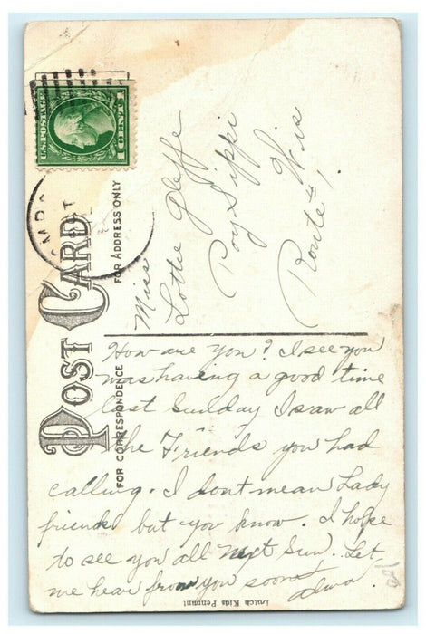 c1910 Dutch Kids Borth Wisconsin WI Greetings Pennant Comic Humor Funny Postcard