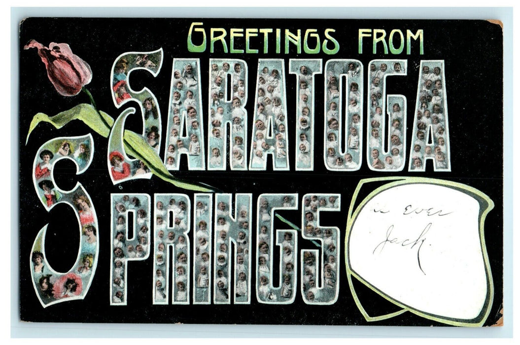 1910 Greetings From Saratoga Springs New York NY Posted Rose Postcard