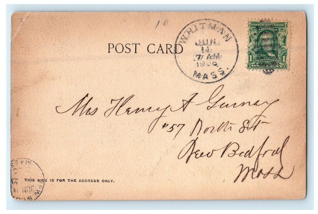 1906 Whitman Massachusetts MA, View In Whitman Park Undivided Back Postcard