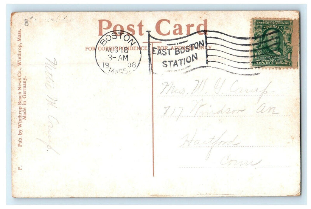 1908 Colonial Inn Hotel Winthrop Beach Massachusetts MA Antique Postcard