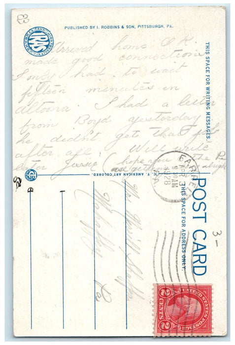 1928 US Flag, High School Sharon Pennsylvania PA Vintage Antique Postcard
