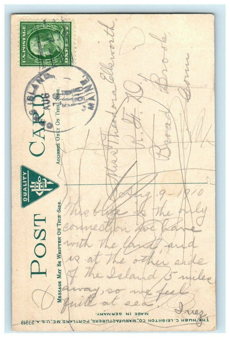 1910 The Gut Great Island Showing Orr's Island Bridge, Maine ME Postcard