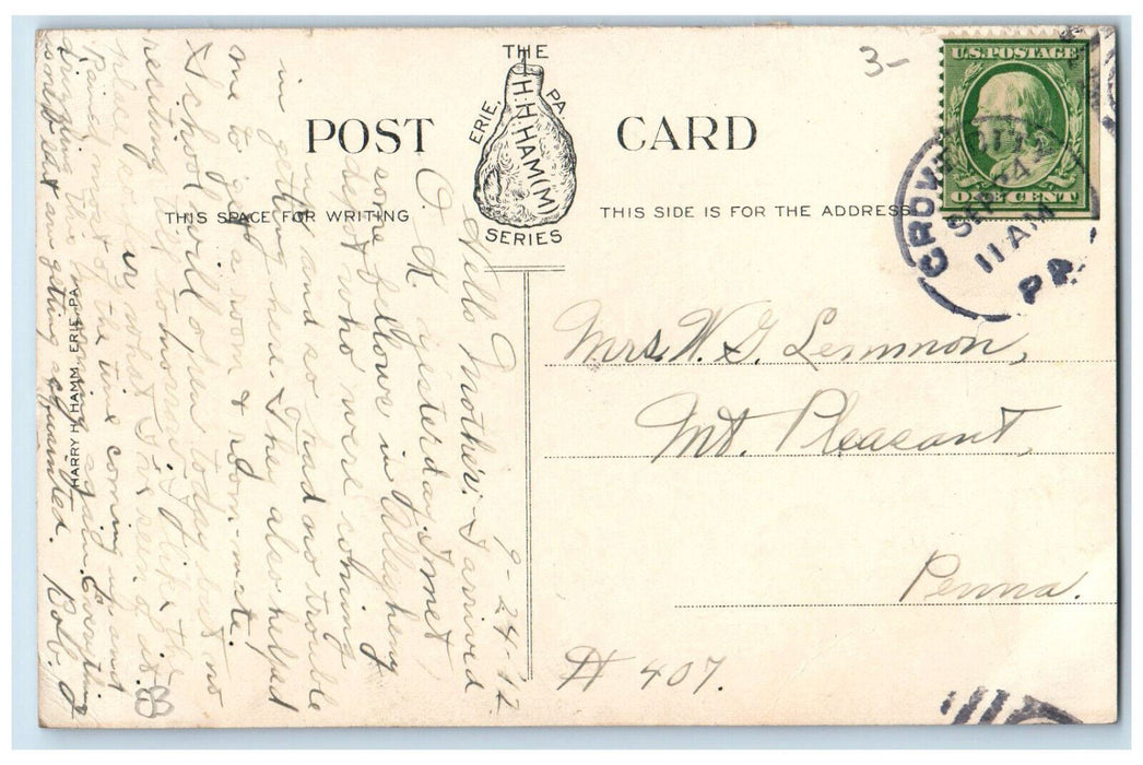 1912 Grove City College Campus Grove City Pennsylvania PA Posted Postcard