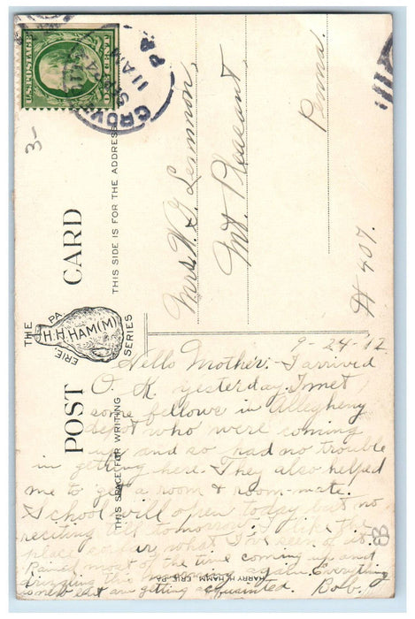 1912 Grove City College Campus Grove City Pennsylvania PA Posted Postcard