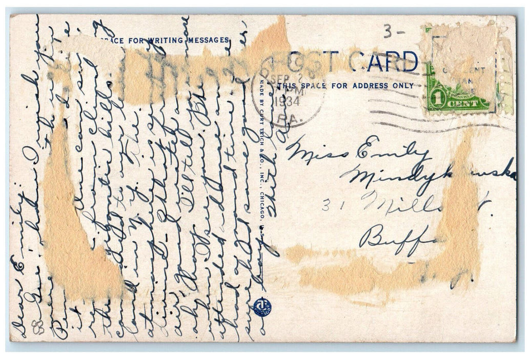 1934 US Flag, Front View, Du Bois High School, Du Bois, Pennsylvania PA Postcard